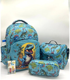 Bevitton Dinosaur Patterned 3-Piece Backpack Set